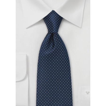Navy and White Patterned Tie