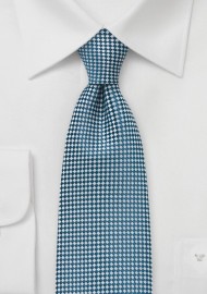 Micro Check Tie in Teal and White