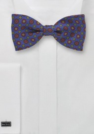 Retro Patterned Bow Tie in Blue
