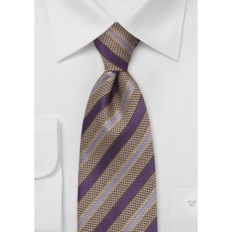 Striped Tie in Purple and Gold