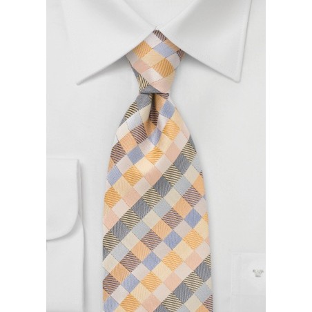 Patchwork Tie in Yellows and Blues
