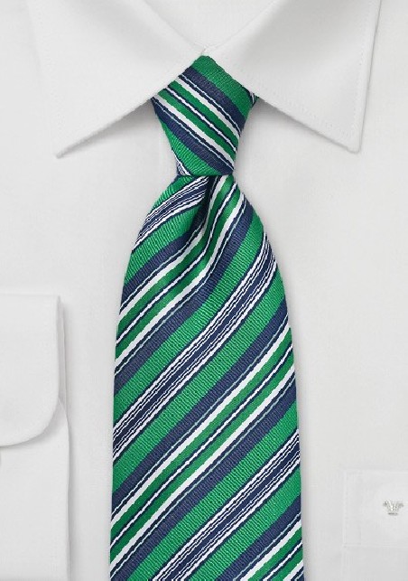 Bright Green and Blue Striped Tie