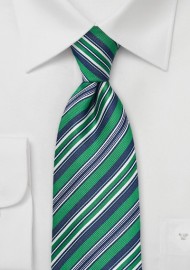 Bright Green and Blue Striped Tie