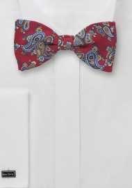 Traditional Paisley Bow Tie in Red