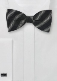 Black and Silver Striped Bow Tie