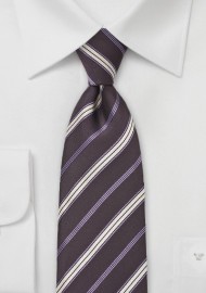 Espresso and Purple Striped Tie