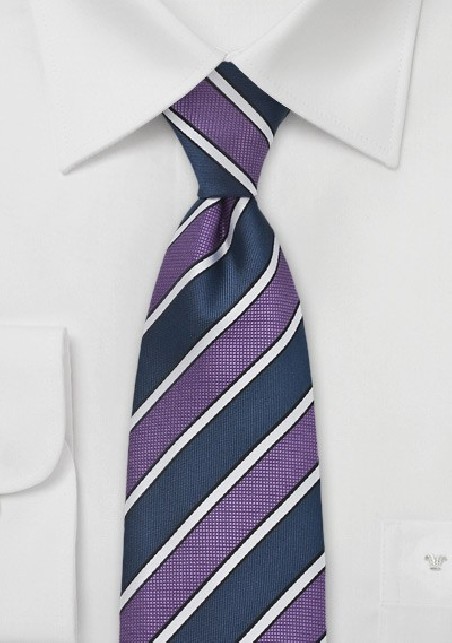 Prussian and Purple Striped Tie