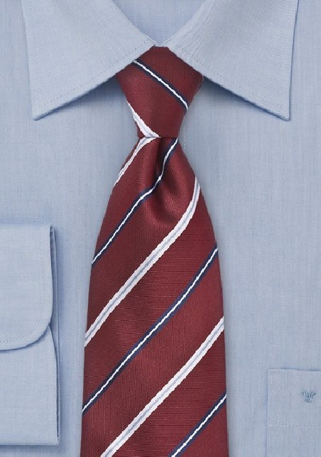 Scholarly Striped Tie in Burgundy