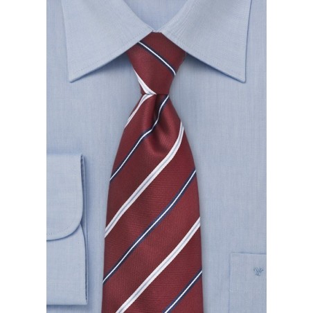 Scholarly Striped Tie in Burgundy