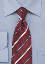 Scholarly Striped Tie in Burgundy