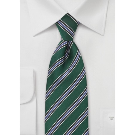 Striped Tie in Green, Black and Blue