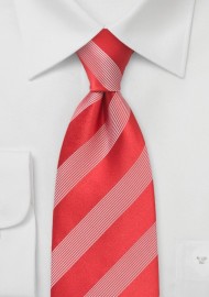 Bright Red Tie with White Stripes