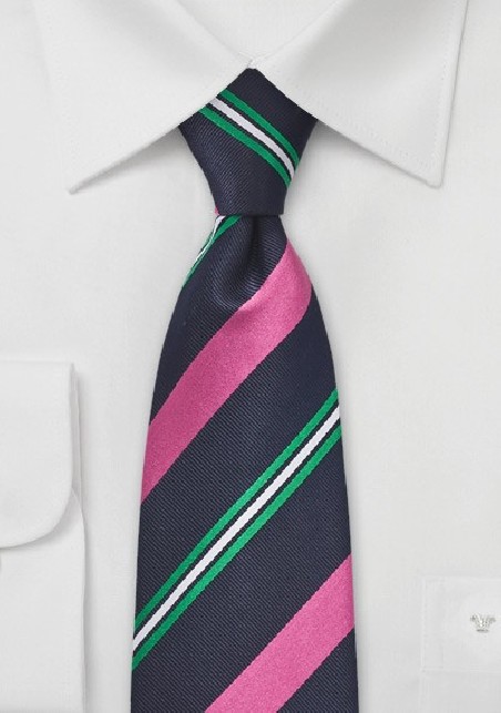 Navy Blue with Neon Pink Stripes