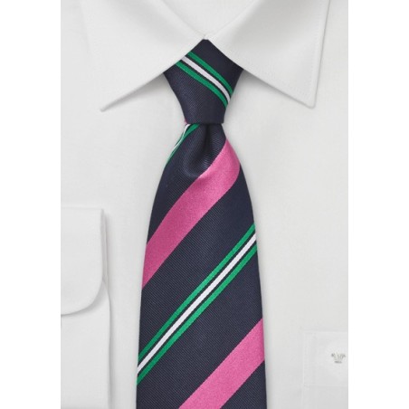 Navy Blue with Neon Pink Stripes