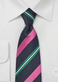 Navy Blue with Neon Pink Stripes