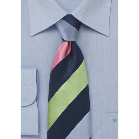 Modern Tie in Blues, Greens and Pink