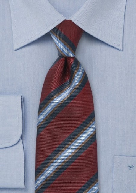 Regimental Tie in Wine Red and Blue
