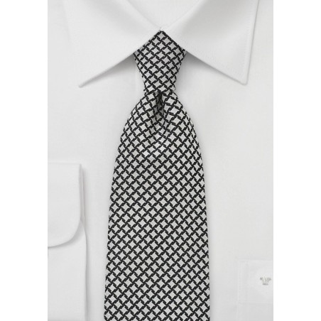 Handwoven Tie in Black and Ivory