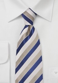 Textured Striped Tie in Blues and Wheats
