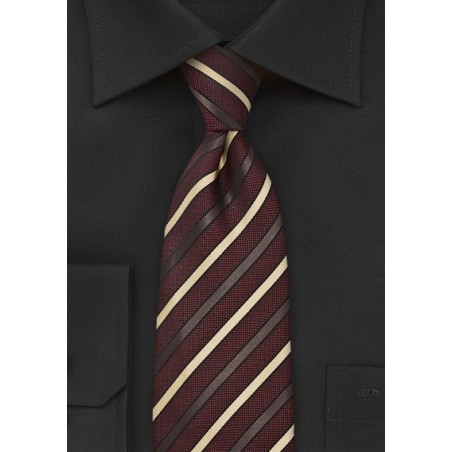 Regal Striped Tie in Burdundy and Gold