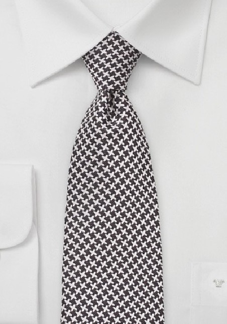 Modern Cross Patterned Tie in Espresso and Ivory