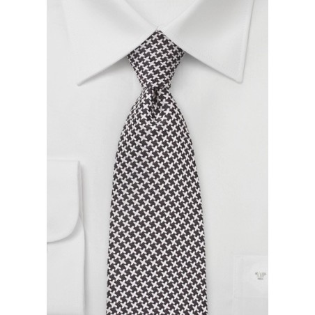 Modern Cross Patterned Tie in Espresso and Ivory