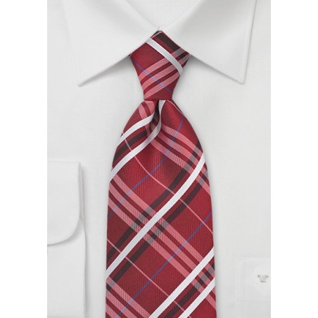 Modern Plaid in Red, Silver and Blue