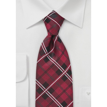 Scarlet Red Plaid Tie