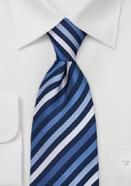 Horizon Blue Striped Tie in XL Length