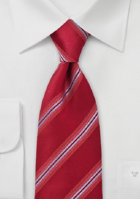 Sleek Striped Tie in Punch Red