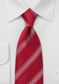 Sleek Striped Tie in Punch Red