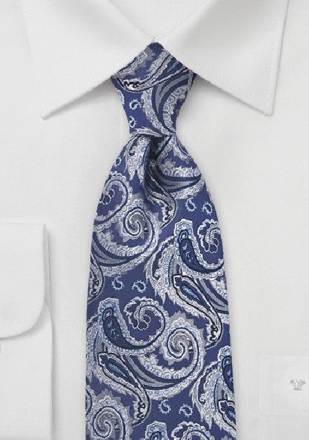 Tonal Blue Paisley Tie