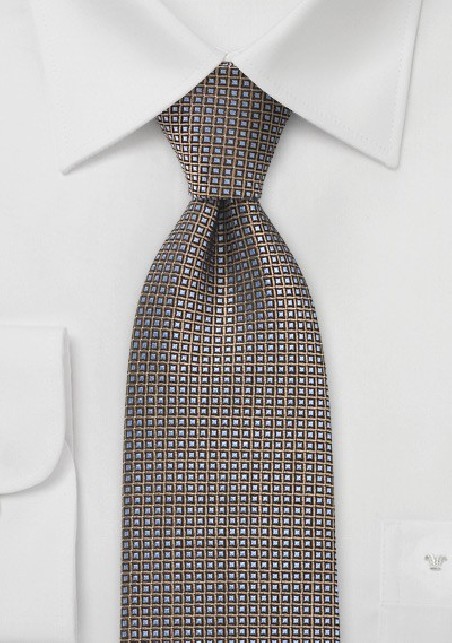 Retro Print Tie in Pewter, Copper, Black