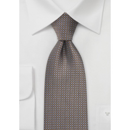 Retro Print Tie in Pewter, Copper, Black