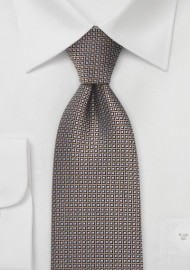 Retro Print Tie in Pewter, Copper, Black