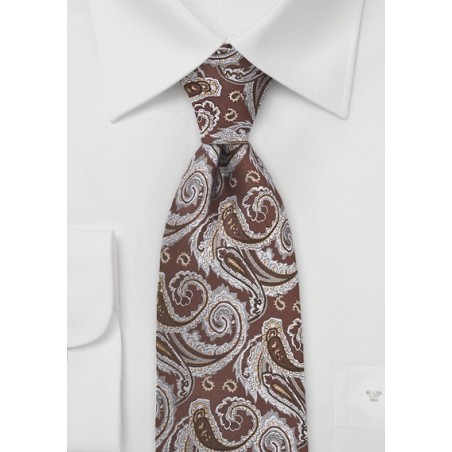 Chocolate Brown Paisley Silk Tie