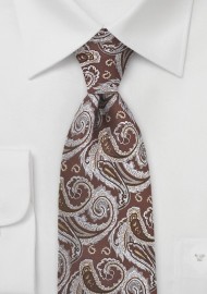 Chocolate Brown Paisley Silk Tie