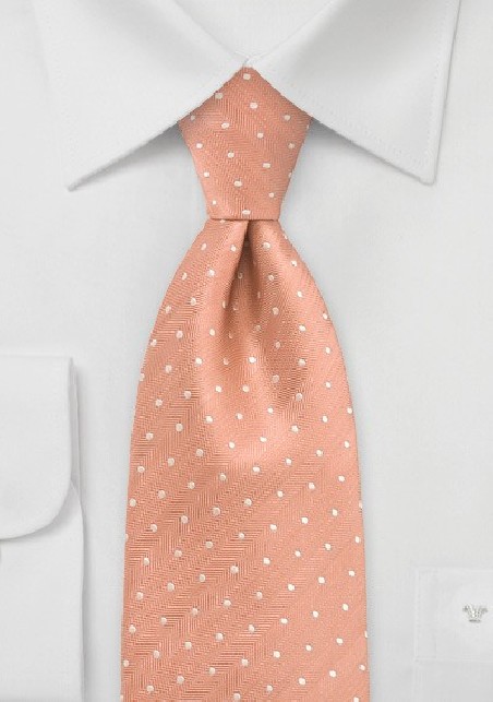 Peach Orange Polka Dot Silk Tie