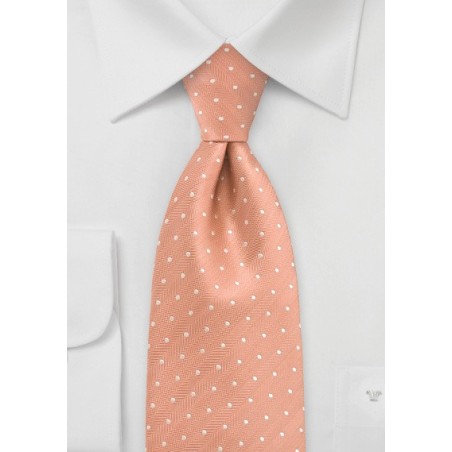 Peach Orange Polka Dot Silk Tie