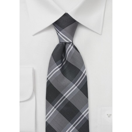 Plaid Tie in Tonal Greys