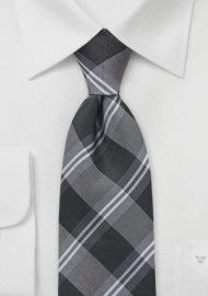 Plaid Tie in Tonal Greys