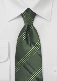 Graphic Plaid Tie in Olive Green