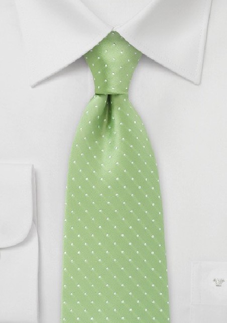 XL Length Light Green Polka Dot Tie