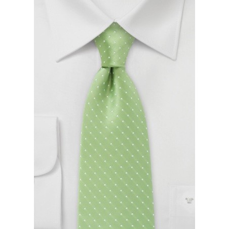 XL Length Light Green Polka Dot Tie