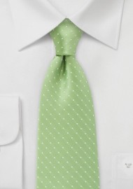 XL Length Light Green Polka Dot Tie