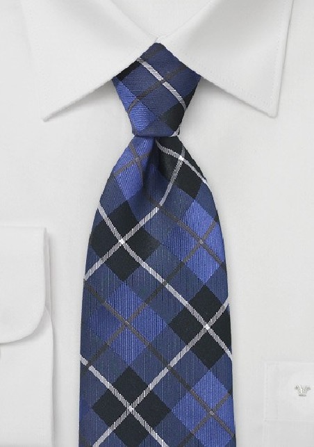 Tartan Plaid Tie in Royal Blue