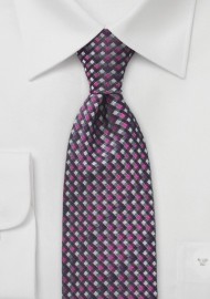 Micro-Check Tie in Pinks and Charcoals