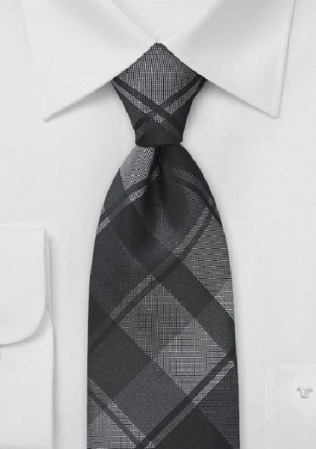 Oversized Plaid Tie in Charcoals