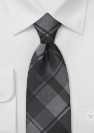 Oversized Plaid Tie in Charcoals