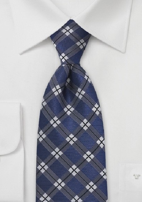 Modern Plaid Tie in Royal Blue